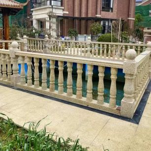 云浮黄金麻花岗岩石材栏杆，扶手，将军柱，花瓶柱