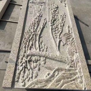 云浮 黄金麻雕刻板浮雕迎客松