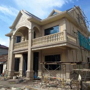 云浮 黄金麻花岗岩石材私人别墅雕花门楼柱阳台栏杆