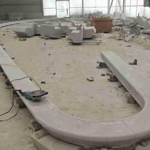 云浮 芝麻白花岗岩弧形花坛石，坐凳石