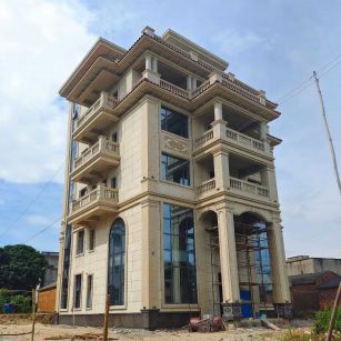 云浮 黄金麻花岗岩石材别墅外墙干挂搭配（雕花栏杆花瓶柱门楼罗马柱）