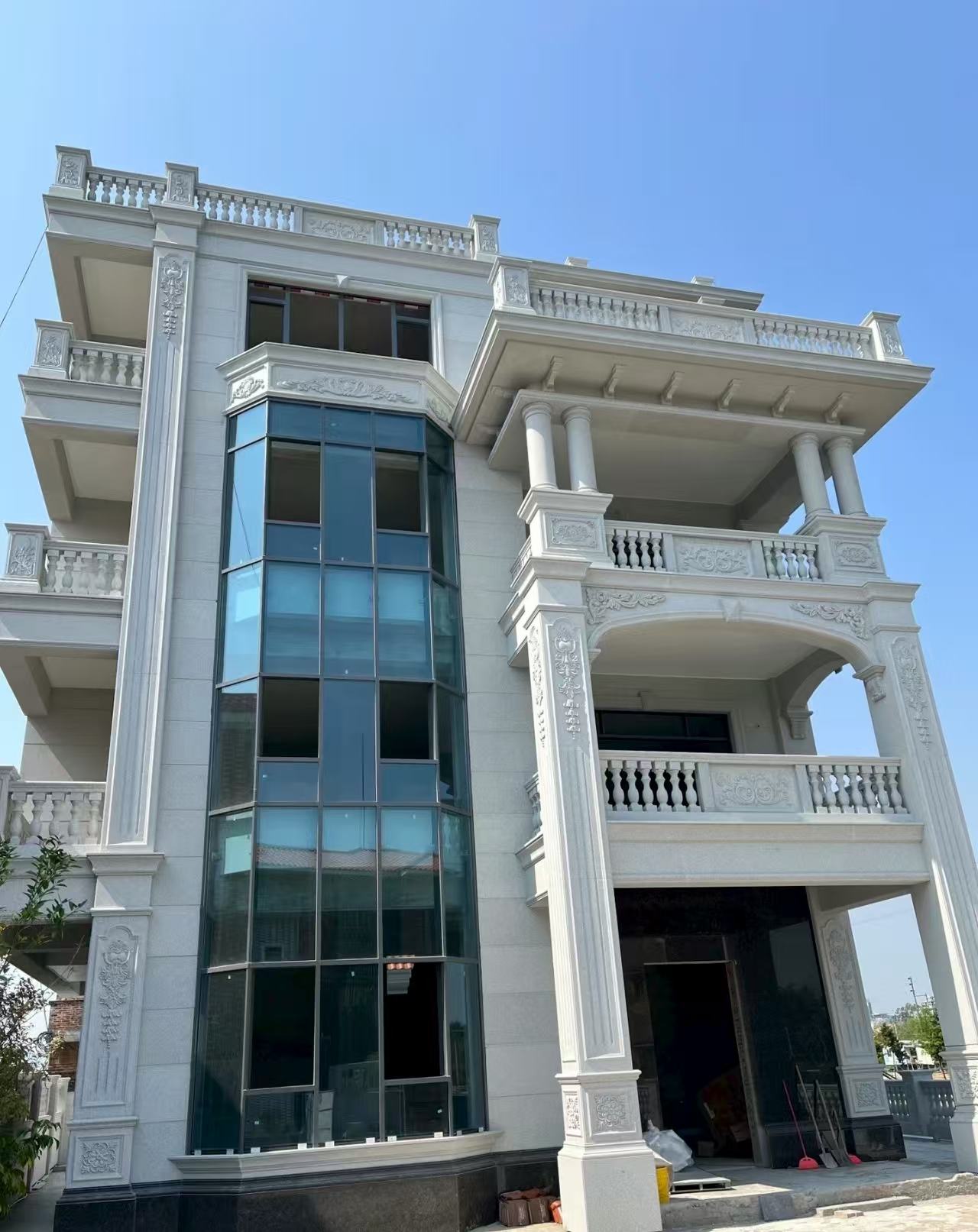 云浮 白麻花岗岩别墅外墙干挂效果展示