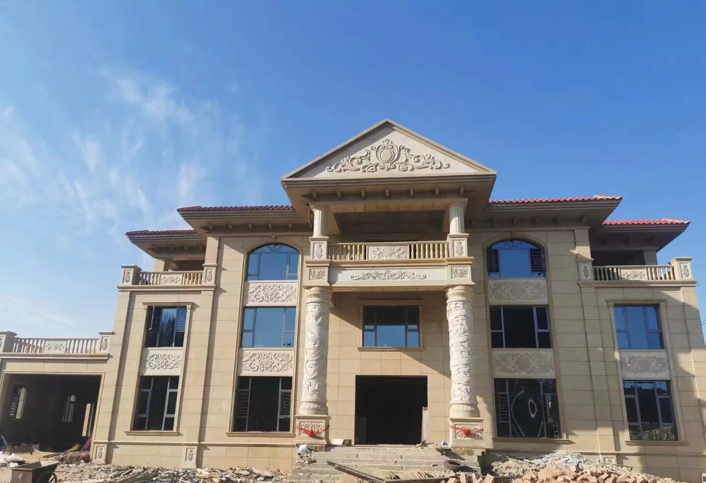 云浮 黄金麻花岗岩别墅外墙干挂